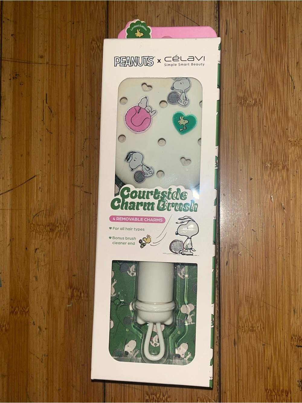 Peanuts Courtside Charm Brush - White & Green NEW NWT NIB